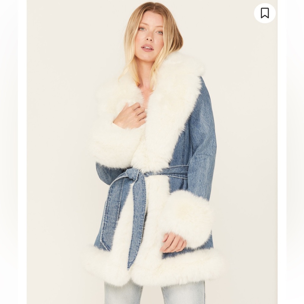 Never been worn faux fur denim coat